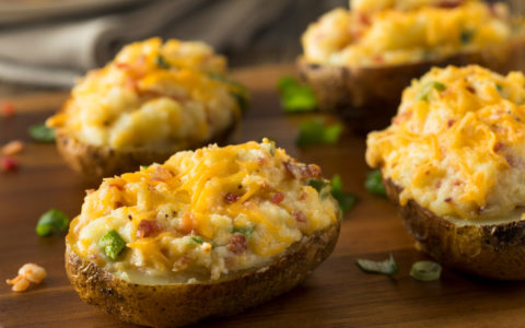 Ranch Loaded Baked Potatoes uses Dean’s Ranch Dip.